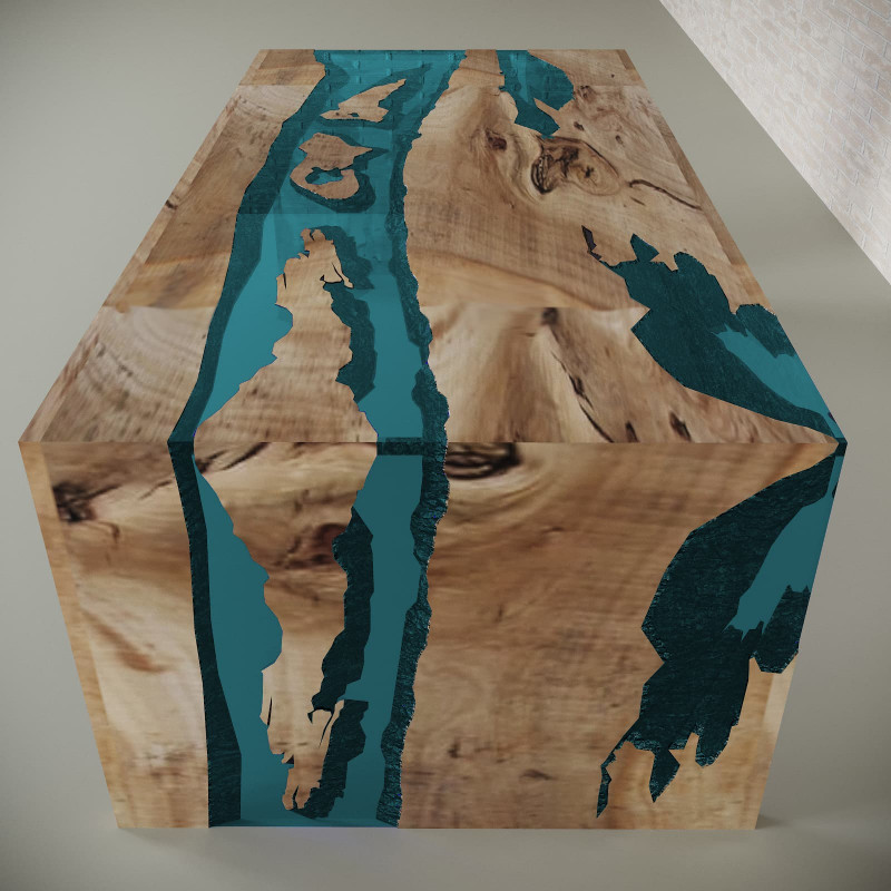 Обеденный стол река из слэбов дуба WoodRC05-6