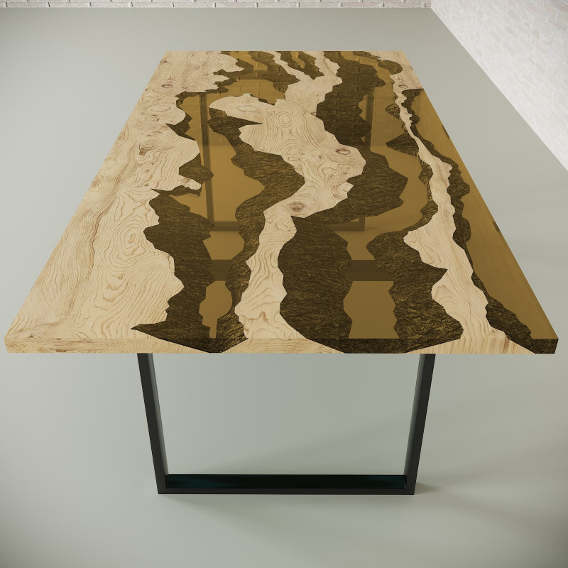 Обеденный стол река из слэбов дуба WoodRC09-5