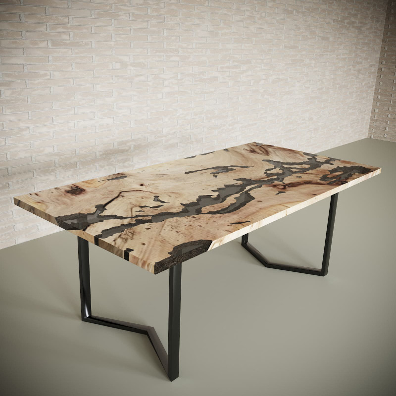 Обеденный стол река из слэбов карагача Wood C10