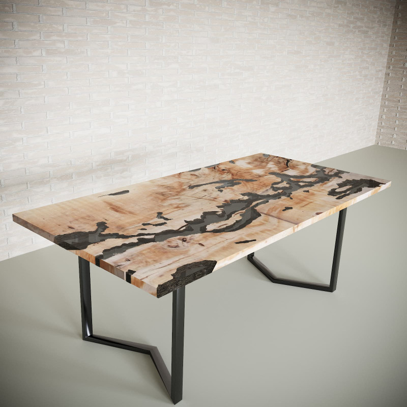 Обеденный стол река из слэбов клена Wood C10