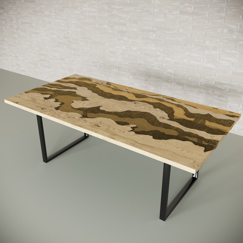 Обеденный стол река из слэбов дуба WoodRC09-5