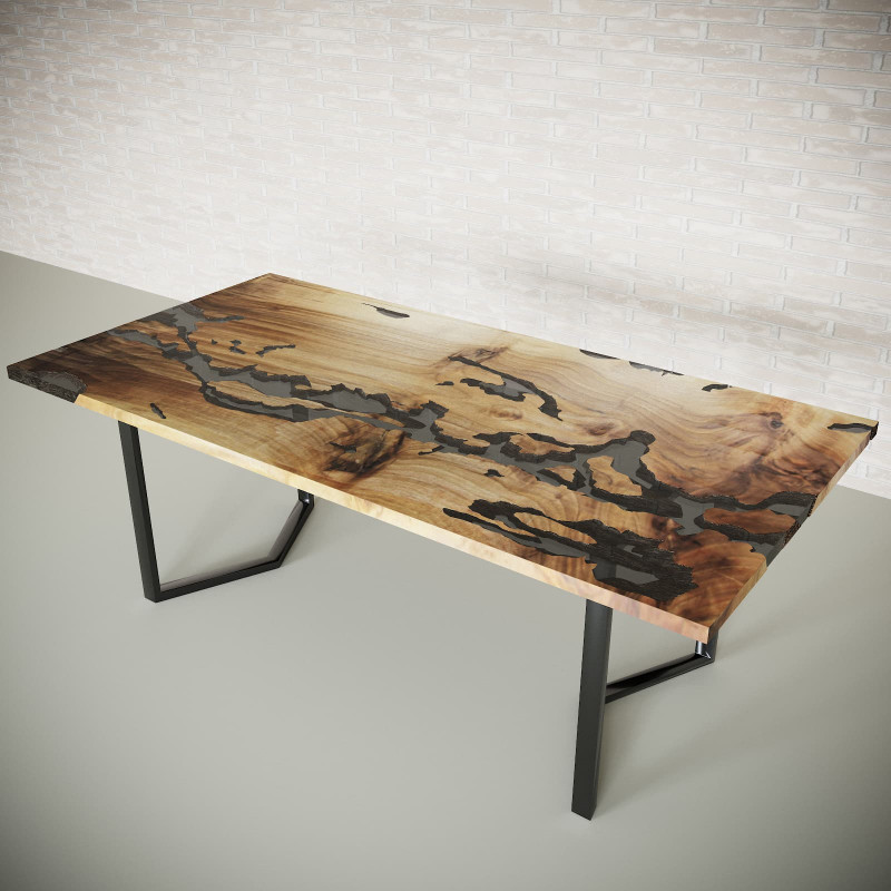 Обеденный стол река из слэбов граба Wood C10